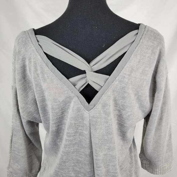 ANTHRO SKIES ARE BLUE Knit V Neck Half Sleeve Blouse - Picture 4 of 8